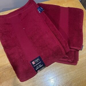 Chaps Ralph Lauren Rosemont Bath Sheet‎ Towel Maroon Red Set Of 2 35x68" Cotton